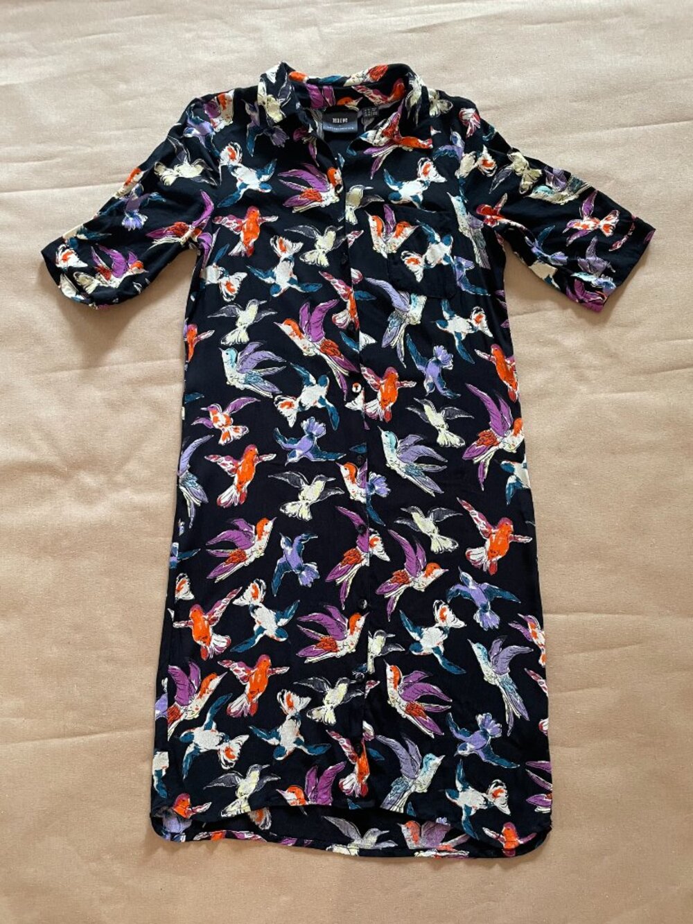 Anthropologie Maeve Shirt Dress 12 Martina Hummingbird Short Sleeve Birding